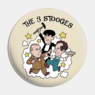 3 Stooges Collectibles - Three Stooges Cartoon Pinback Button