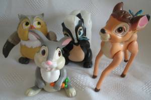Walt Disney Movie Collectibles - Bambi Figures - Bambi, Thumper, Flower, Owl