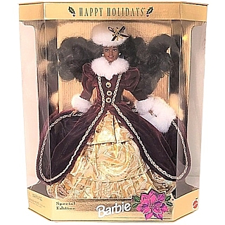 1996 Happy Holidays Barbie African American - Black