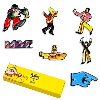 Classic Rock Collectibles - The Beatles Yellow Submarine Set of 7 Enamel Lapel Pins or Tie Tacks