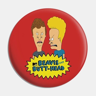 MTV's Beavis and Butthead Collectibles - Beavis and Butt-Head Logo Metal Pinback Button