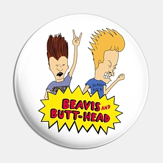 MTV's Beavis and Butt-head Collectibles - Beavis and Butt-Head Rockin' Logo Metal Pinback Button