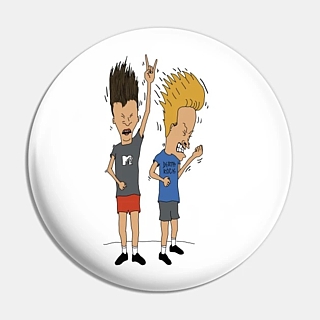 MTV's Beavis and Butthead Collectibles - Beavis and Butt-Head Rockin' Metal Pinback Button