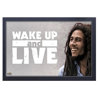 Classic Rock and Roll Collectibles - Bob Marley Wake Up and Live Framed Print Wall Art