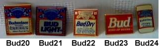 Budweiser Advertising Collectibles - Bud, Budweiser, Bud Light, Bud Dry, Michelob, Busch, Anheuser Busch Metal Enamel Lapel Pinback Pins