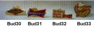 Budweiser Advertising Collectibles - Bud, Budweiser, Bud Light, Bud Dry, Michelob, Busch, Anheuser Busch Metal Enamel Lapel Pinback Pins