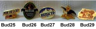 Budweiser Advertising Collectibles - Bud, Budweiser, Bud Light, Bud Dry, Michelob, Busch, Anheuser Busch Metal Enamel Lapel Pinback Pins