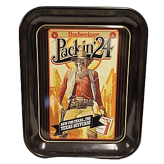 Budweiser Advertising Collectibles - Budweiser Packin' 24 Texas Suitcase Metal Serving Tray