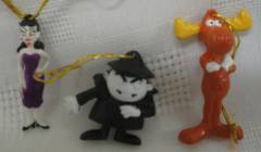Rocky & Bullwinkle Collectibles - Bullwinkle, Boris, Natasha small Christmas Ornaments