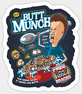 MTV's Beavis and Butt-head Collectibles - Butt Munch Cereal Vinyl Sticker