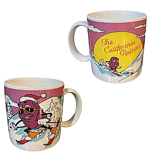 California Raisin Ceramic Mug - Chritmas Skiing Theme