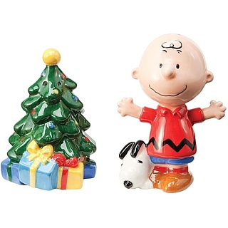 Snoopy and Peanuts Collectibles - Charlie Brown and Christmas Tree Salt and Pepper Shakers