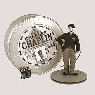 Charlie Chaplin Collectible Figure in Movie Reel Tin