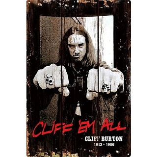 Rock and Roll Collectibles - Metallica Cliff Burton Cliff 'Em All Metal Sign