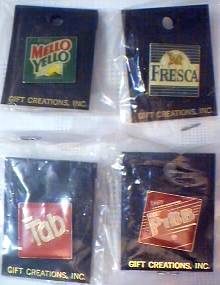 Coca-Cola Collectibles - Mellow Yellow, Fresca, Mr. Pibb, Tab Pins