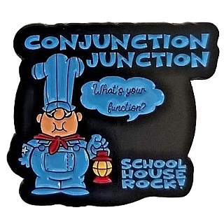 Classic Cartoon Collectibles - School house Rock Conjunction Junction What's Your Function ENamel Lapel Pin / Tie Tack