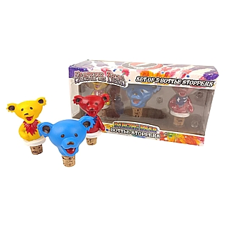 Grateful Dead Collectibles - Dancing Bear Bottle Stopper Set RED, BLUE, YELLOW