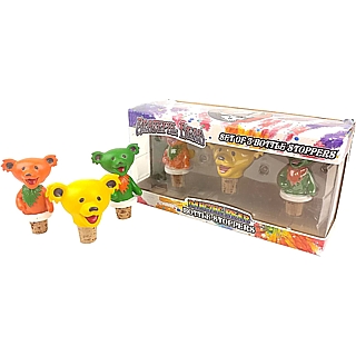 Grateful Dead Collectibles - Dancing Bear Bottle Stopper Set ORANGE, GREEN, YELLOW