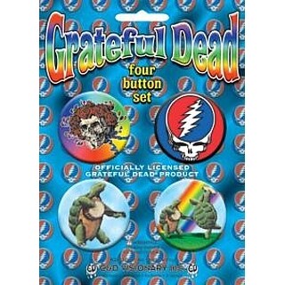 Grateful Dead Collectibles - Pinback Buttons - Steal Your Face, Terrapin Station, Skull and Roses