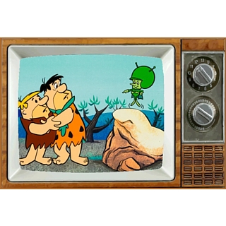 Flintstones Collectibles - Fred Flintstone and Barney Rubble Meet Great Gazoo Metal Magnet