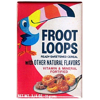 Kelloggs Cereal Collectibles - Froot Loops Cereal Box Metal Magnet with Retro Toucan Sam