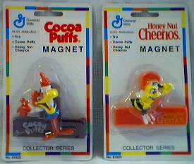 General Mills Cereal Collectibles - Sonny the Cuckoo Bird - Cocoa Puffs and Honey Cheerie Bee Magnetic Bag Clips