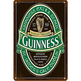 Beer Advertising Collectibles - Guinness Beer Metal Tavern Sign