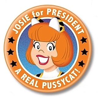 1970's Saturday Morning Cartoons Collectibles - Josie and the Pussycats Josie for President Pinback Button