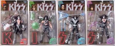 KISS Collectibles - KISS McFarlane Ultra Action Figures, Gene Simmons, Paul Stanley, Ace Frehley, Peter Criss Series 1 with Letter Base Stands