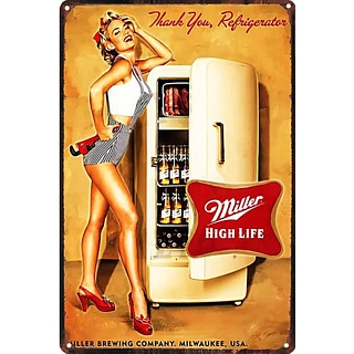 Miller High Life Advertising Collectibles - Miller High Life Thank You, Refrigerator Fishing Metal Bar Sign