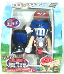 Advertising Collectibles - M & M Red, White & Blue Biker Motorcycle Dispenser