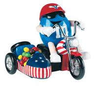 Advertising Collectibles - M & M Red, White & Blue Biker Motorcycle Dispenser
