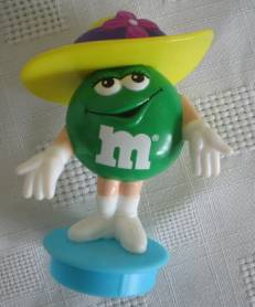Advertising Collectibles - M & M Green candy Topper with hat