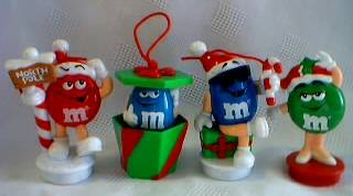 Advertising Collectibles - M & M Candy Toppers / Xmas Ornaments
