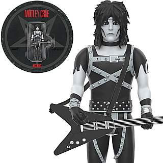 Hard Rock 80's Hair Metal Collectibles - Motley Crue Black and White Mick Mars ReAction Figure by Super7