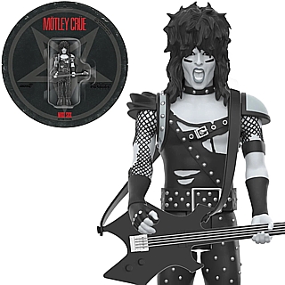 Hard Rock 80's Hair Metal Collectibles - Motley Crue Black and White Nikki Sixx ReAction Figure by Super7