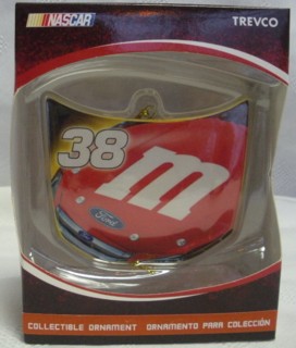 NASCAR #38 M&M Race Car Hood Christmas Ornament