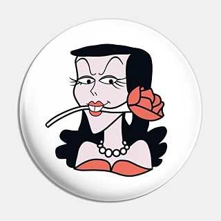 Rocky & Bullwinkle Collectibles - Natasha Fatale with Rose - Kurt Cobain Pinback Button