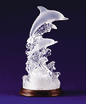 Wildlife Collectibles - Frosted Dolphins and Waves with Multicolor Light 32270