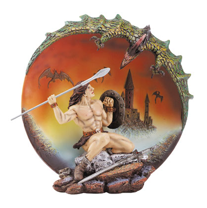 Fantasy Collectibles - Warrior Fighting Dastardly Dragon Plate 31703