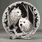 Wildlife Collectibles - White Wolves Plate 31047