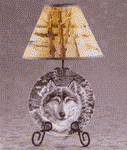 Wildlife Collectibles - White Wolf Lamp and Plate Set 33770