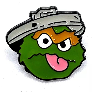 Children's Television Collectibles -Sesame Street Oscar the Grouch Metal Enamel Pin / Tie Tack