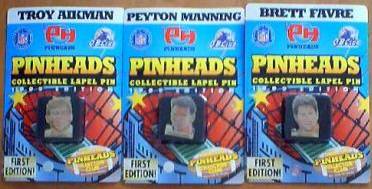National Football League - NFL - Pinbacks Enamel Pins Payton Manning, Brett Farve, Troy Aikman