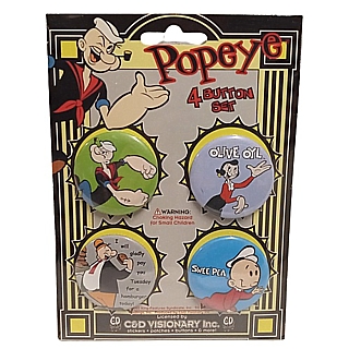 Popeye Collectibles - Popeye, Olive Oyl, Swee' Pea and Wimpy Pinback Buttons