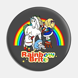 1980's Cartoon Collectibles - Rainbow Brite with Starlite, Twink and Sprite Metal Pinback Button