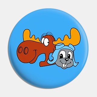 Rocky & Bullwinkle Collectibles - Rocket J. Squirrel and Bullwinkle J Moose Pinback Button