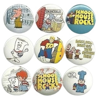 Cartoon Collectibles - School house Rock Pinback Buttons