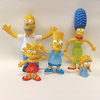 The Simpsons Collectibles - Bart, Homer, Marge, Lisa and Maggie Simpson Bendy Bendable Rubber Figures