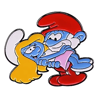 Cartoon Collectibles -The Smurfs Papa Smurf and Smurfette Metal Enamel Pin / Tie Tack